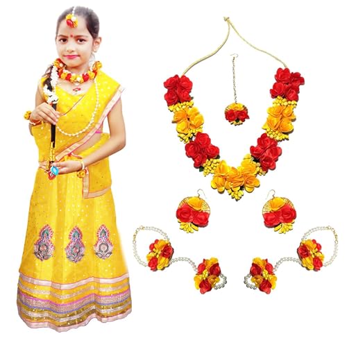 Image of Sarvda Shree Krishna Dress for Baby Boy & Radha Dress for Girls | Janamashtami Dress | Fancy Dress Costume with Accessories Dhoti, Dupatta, Mukut Flute Complete set, Ethnic wear