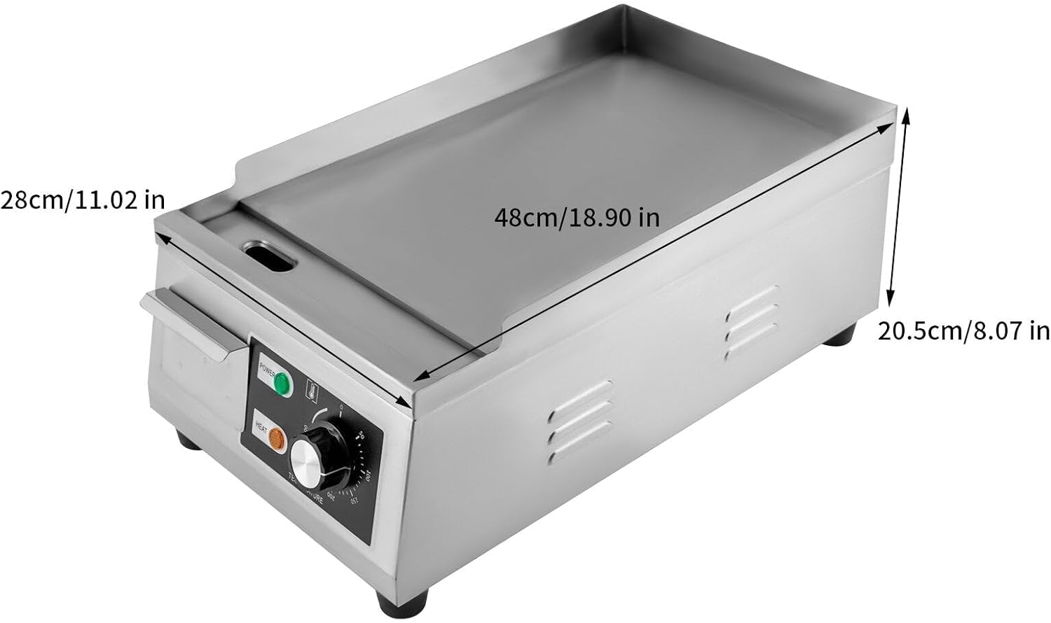 11" Electric Countertop Flat Top Griddle, 1300W Commercial Griddle, Stainless Steel Teppanyaki Grill with Temp Control 122°F-572°F, Countertop BBQ Grill for Home Restaurant Commercial