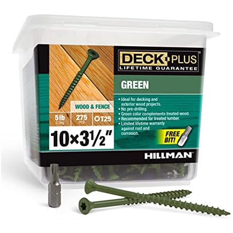 Deck Plus 48408 Wood Screws #10 x 3-1/2", Green, 5lb Box Cover