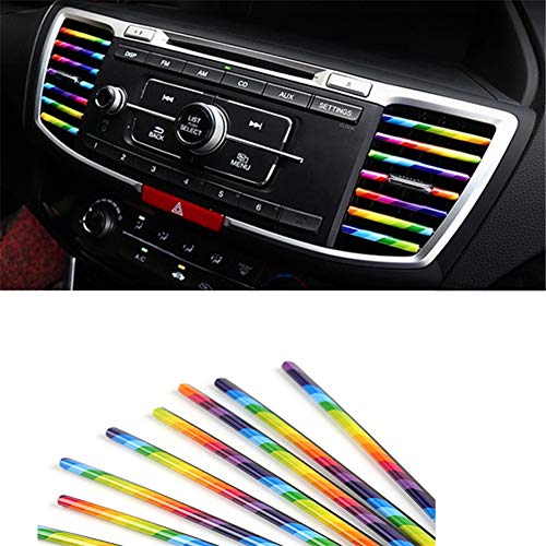 ZaCoo 10 Pcs 1 Package Chrome PVC Auto Air Conditioner Vent Outlet Trim Decoration Strip DIY Cut (Colors)