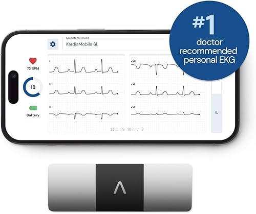 Miniatura 2 de AliveCor KardiaMobile - Monitor de electrocardiograma personal de 6 derivaciones, seis vistas del corazón, detecta fibrilación artificial y