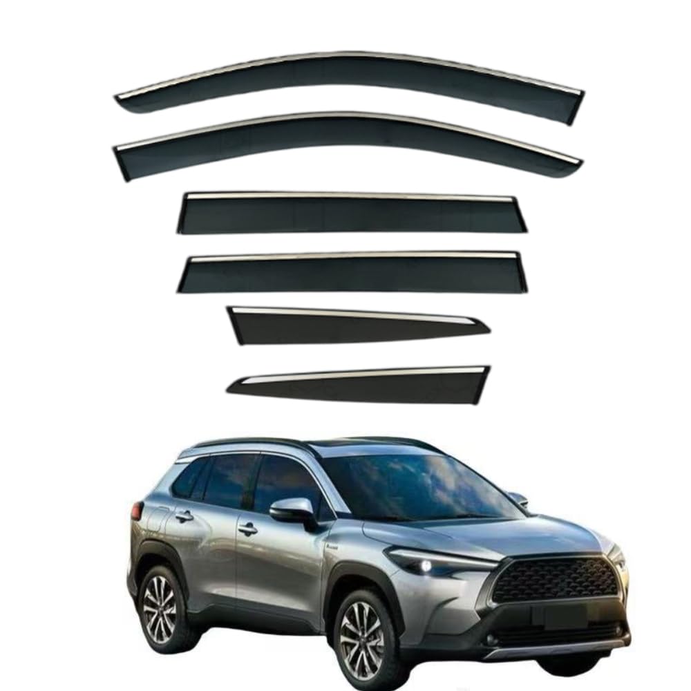 QOEMRHELT 4pc Set In-Channel Wind Deflectors, for Toyota Corolla Cross (XG10) 2021-2025 Window Visors Rain Guards Vent Visors Rain & Sun Protection,Car Accessories,6PCS
