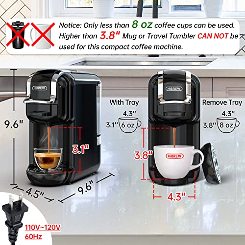 Pod Coffee Maker Single Serve, Hibrew 5-In-1 Espresso Machine For Pods, Kcup*/Nes* Original/Dg*/Ese Pod/Espresso Powder Compatible, Cold/Hot Mode, 20 Oz Removable Reservoir, Led Bars Indicator, 19 Bar #TOP2