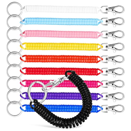 MOBUTOFU 10 Piezas Llavero Retráctil de Bobina Elástico de Cinta para Llaves con Resorte Flexible para Llaves Tarjetas y Pequeños Accesorios Colores Vibrantes y Diseño Resistente