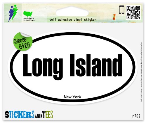 Long Island New York NY Oval Vinyl Car Bumper Window Sticker 3  x 2 