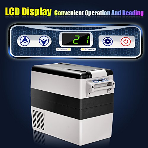 Image of HOMGX 54 Quart (52L) Portable Freezer from-4F to 50F, Adjustable Temperature Display, DC 12 /24V, Vehicle Electric Fridge Cooler for Car and Home Travel, RV, Boat, Outdoor Camping, White