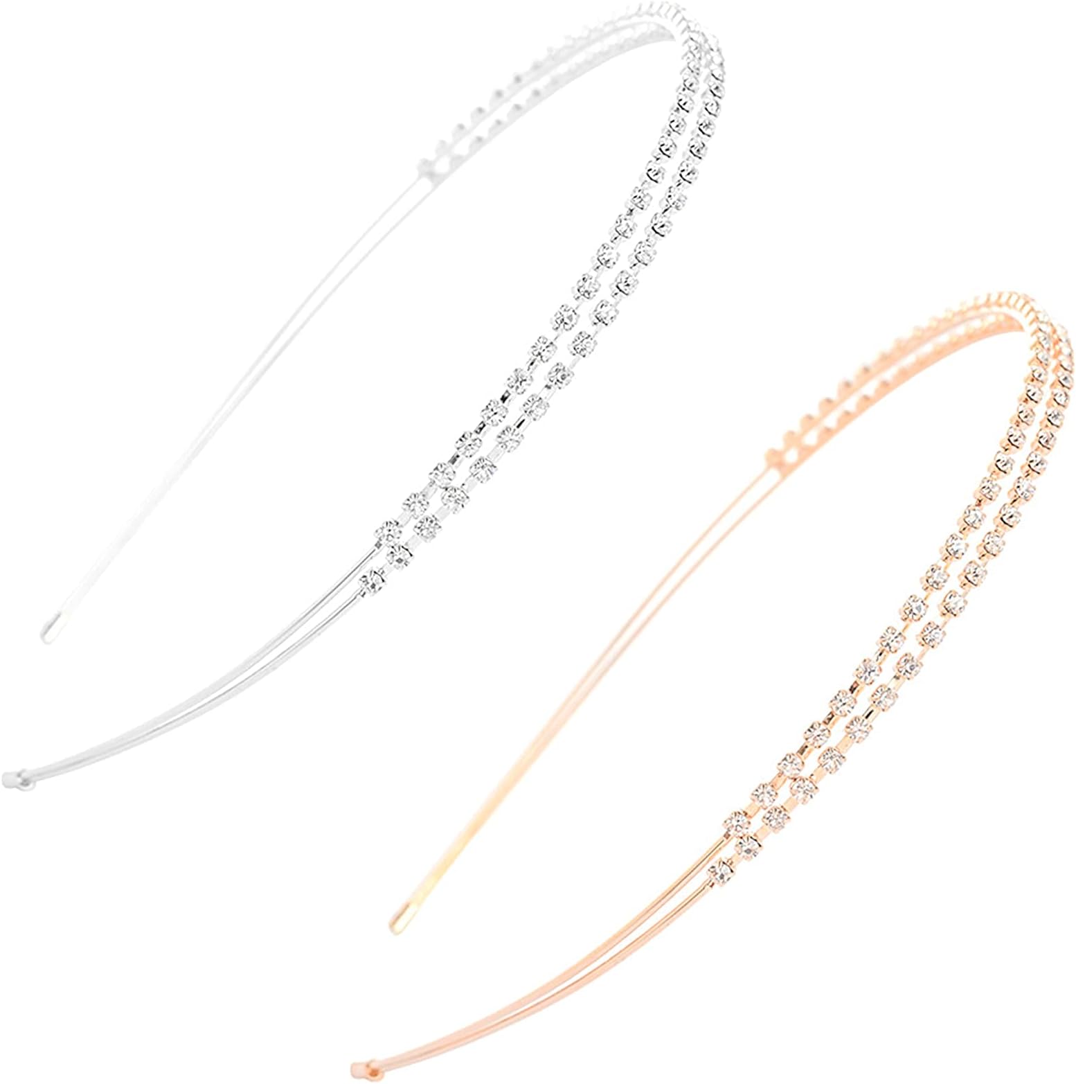 2 Pcs Star Rhinestone Hair Hoop Headband Exquisite Crystal Headbands Shiny Metal Hairband