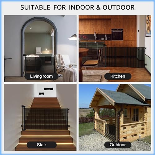 Upgrade Retractable Baby Gate with Reinforced Strips Extends up to 71" Wide 34" Tall Mesh Dog Gate for Stairs, Indoor Outdoor, Sliding Child Safety Gate with Dual Locking for Pets Doorways Hallways