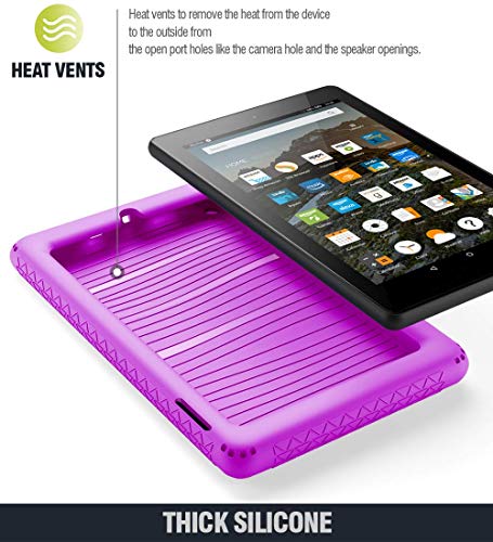 Poetic All-New Fire 7 Tablet Case (9Th Gen, 2019 Release), Heavy Duty Shockproof Kids Friendly Silicone Protective Case Cover, Corner Protection, Sound-Amplification Feature, Purple #TOP3