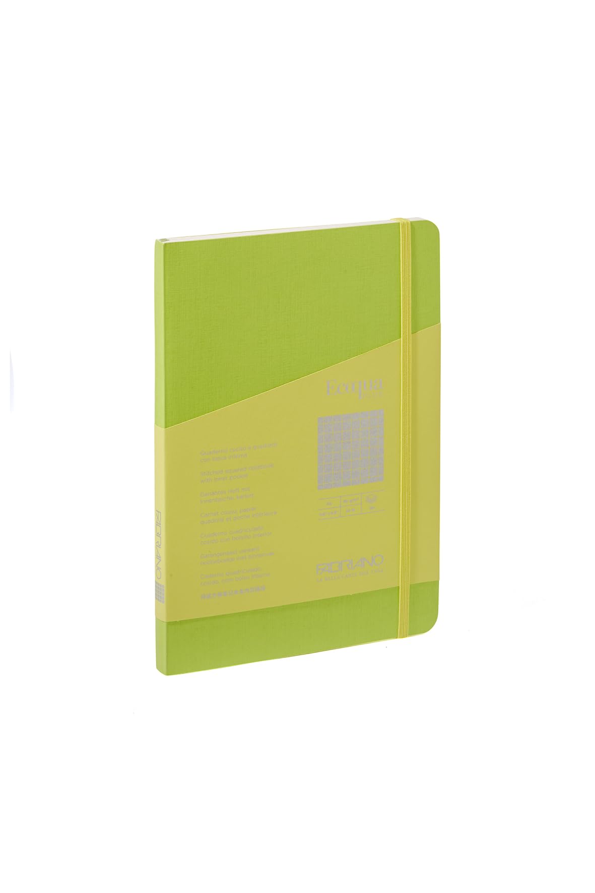 Cahier relié Fabriano Ecoqua Plus A5 graphique vert citron pour notes