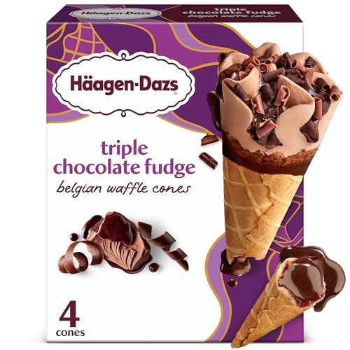 Haagen-Dazs Triple Chocolate Fudge Ice Cream Cones, 4ct