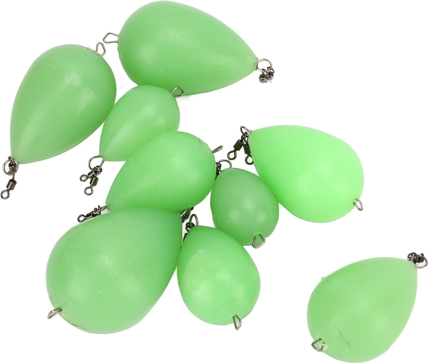 Keenso Luminous Fish, 9pcs Luminous Fish PP Egg Shaped Aid Fish Casting Bait Fishing Accessories for Night Fishing