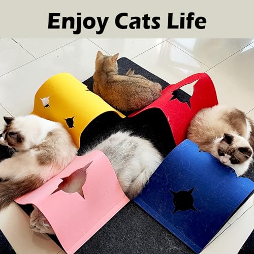 Tapete de brincar para gatos, tapete dobrável para atividades com caverna e túnel para gatos, tapete
