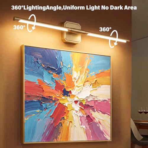 Image of Ollny Rechargeable Battery Operated Wall Sconces Set of Two with Remote Control, Dimmable & 3 Color Temperatures Wall Scones, 350 Rotatable Wireless Wall Lamps for Bedroom, Living Room, 28.7in