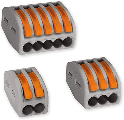 Wago 2 Port (20) 3 Port (20) 5 Port (20) Lever-Nut Assortment Pack Conductor Compact Connector Terminal Block Wire Push Cable Connector 12-28 AWG, 32A