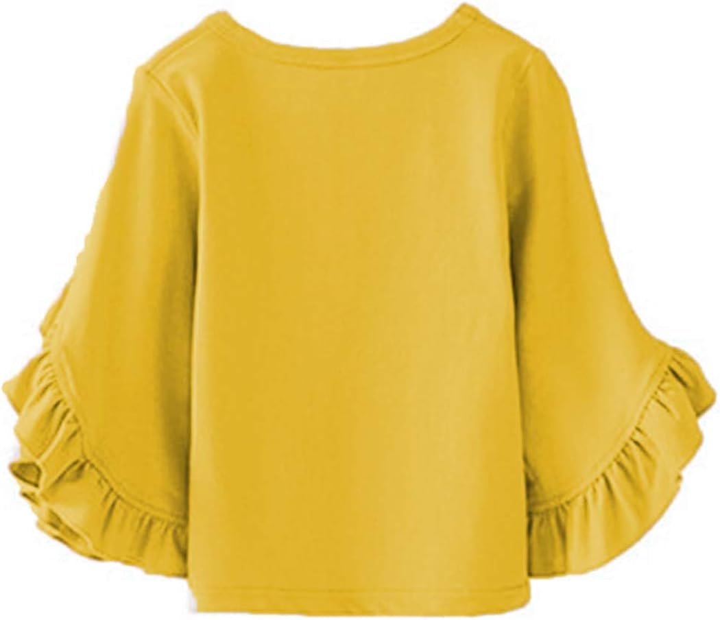 Colorful Childhood Little Girls Ruffle Bat T Shirt Autumn Princess Girl Blouses Spring Tops: Clothing
