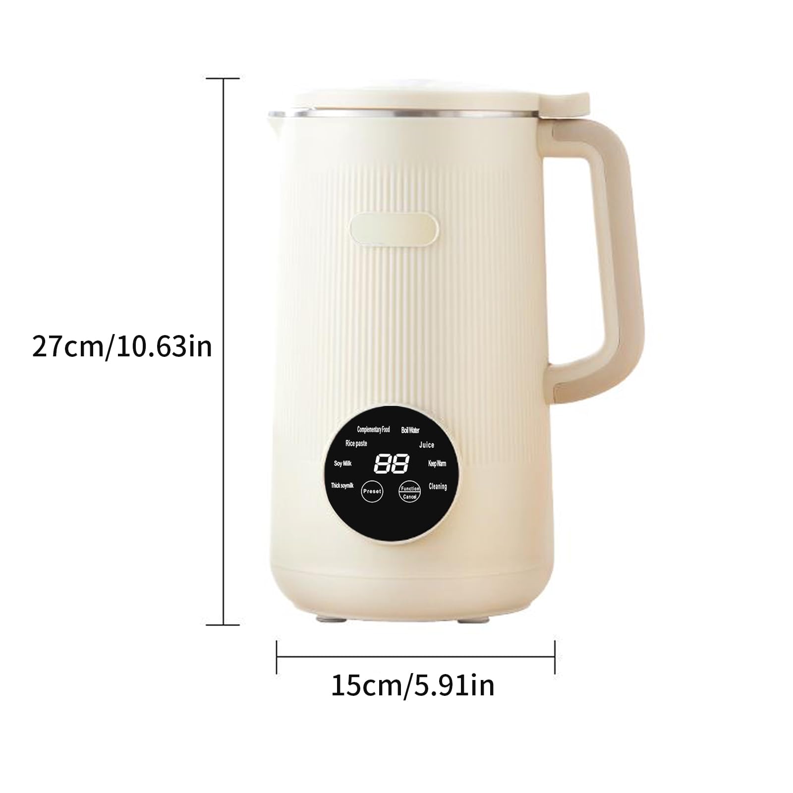 8-in-1 Sojamilch Maschine, Kuhmilchbereiter, Sojamilch Hersteller, Nussmilchmaschine mit 304 Edelstahl, Automatische Sojamilchbereiter, Pflanzenmilchbereiter, Touchscreen, Selbstreinigend (Weiß)