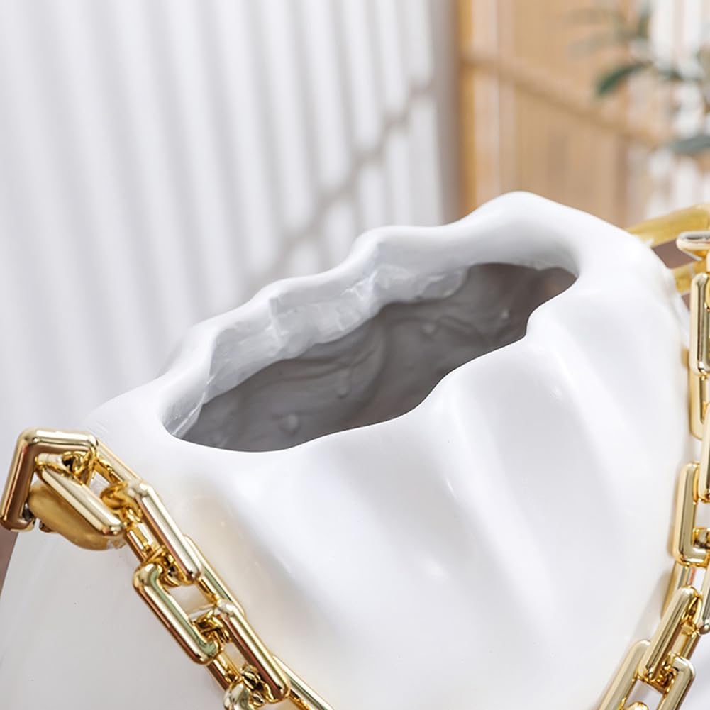Nordic Cloud Flower Vase Resin Handbag Design Vase Flower Wedding Desk Ornament Home Decor Plant Pot Interior Parts Accessories