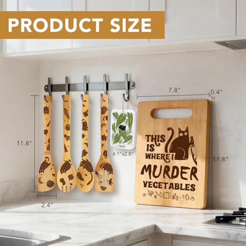 Set tabla para cortar gato negro con cucharas y esponja miniatura 5