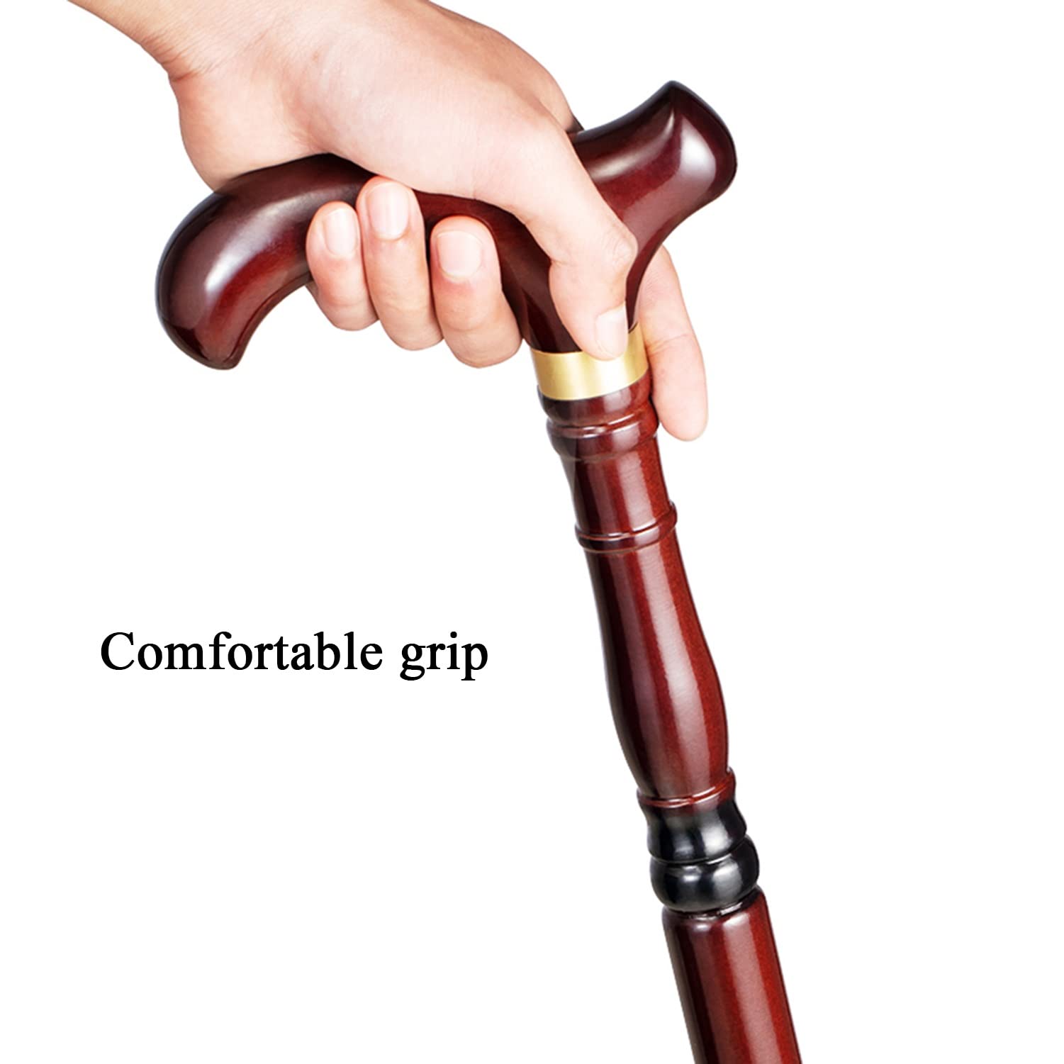 Bastoni da Passeggio con Collare in Legno di Faggio Bastone di Legno Leggero Fatto A Mano Impugnatura Ergonomica Ausilio di Mobilità per L'equilibrio per Anziani, Disabili