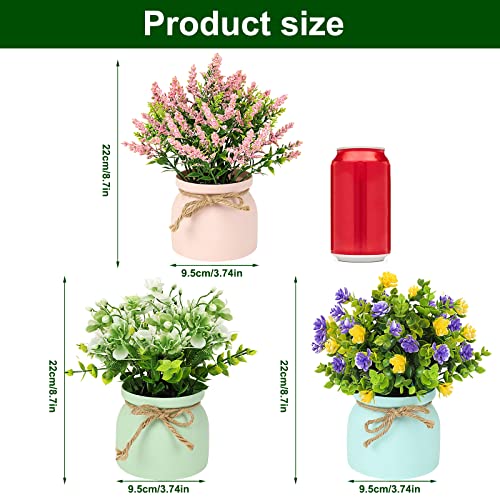 Cewor 6Pcs Fake Potted Plants Small Faux Plants Indoor Artificial Flowers Outdoor In Macaron Pot, Desk Plants For Home Indoor Bathroom Kitchen Shelf Office Decor #TOP1