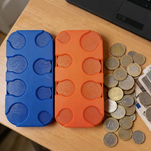 2er-Set Münzbox，Münzhalter Münzsortierer Münzen Aufbewahrung Euro Münzhalter Münzsortierer Münzsammler 8 Fächer von 2 Euro bis 1 Cent(Schwarz)