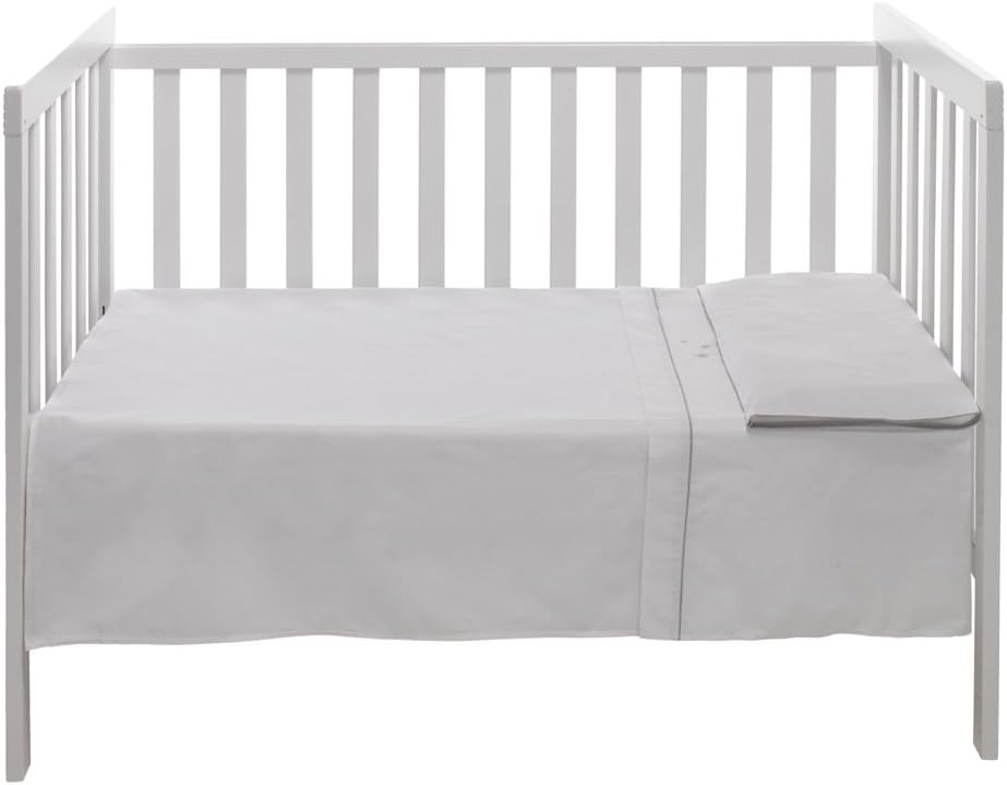 Belino Stars Bedding Set – with Top Sheet, Fitted Sheet and Pillow Case for Cot 70 x 140 cm, Grey