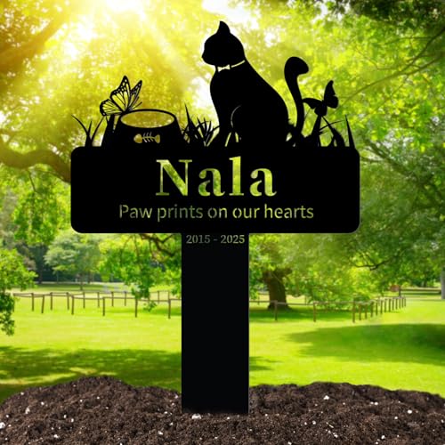 Personalized Pet Grave Markers Cat Outdoor, Custom Cat Grave Marker with Name and Date, Weatherproof Pet Headstones for Cats Garden Yard, Cat Memorial Gifts for Loss of Cat (Style 2)