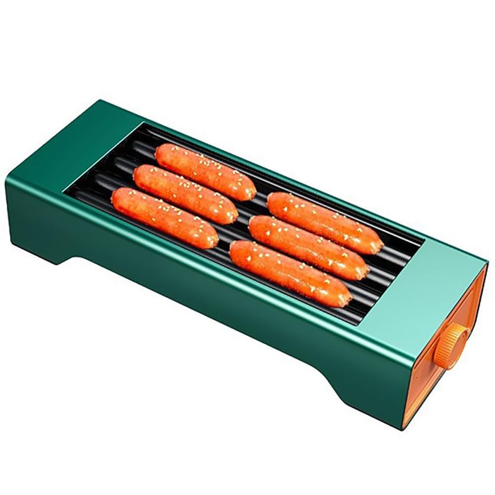 Parrilla para salchichas 150W 4 rodillos antiadherentes temperatura ajustable 0-180°C acero inoxidable