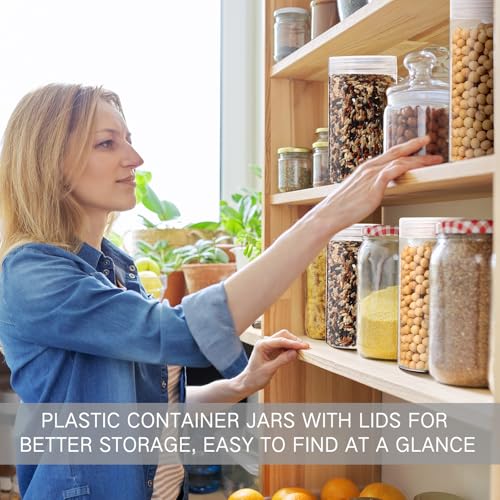 Image of Patelai 4 Pcs Plastic Jars Wide Mouth with Lids,12 Ounce,Clear