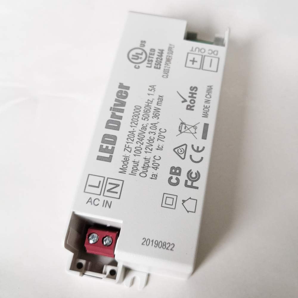 TLD LED Driver 36W 48W LED Power Supply AC/DC Adapter 100V-240V Power Supply Lighting Transformer for LED Lamp Strip ZF120A-1203000, 2-Pack (36W)