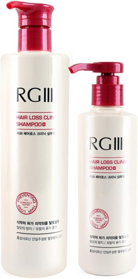 520ml + 240ml - Hair Regeneration Clinic Shampoo with Purified Red Ginseng Saponin & 6 Naturally Derived Ingredients for Hair Loss / Regrowth / Strengthening / for both Men & Woman by RGIII