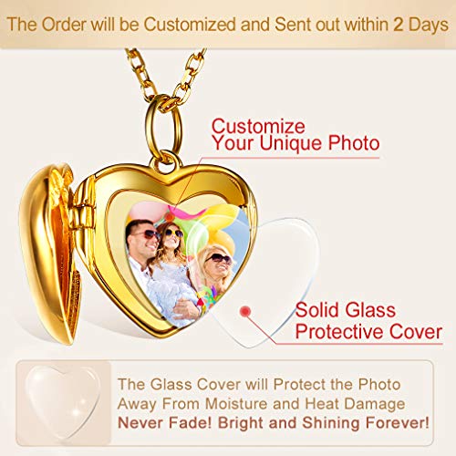 Gold Heart Locket Necklace For Women Silver Locket Necklace That Holds Picture Photo Keep Memorial Accessories Chain 18 Inch Custom Jewelry Personalized Locket Necklace For Girls #TOP3