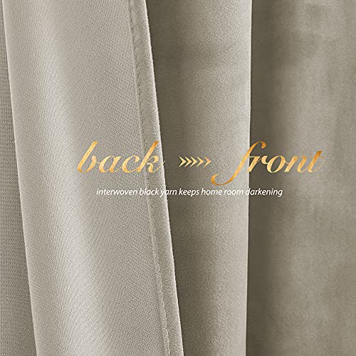 Nicetown Camel Room Darkening Velvet Curtains, Velvet Drapes Bedroom Window Curtains 96 Inch Long, Living Room Rod Pocket Window Treatment Velvet Curtains Farmhouse For Apartment, Set Of 2, 52" Width #TOP3