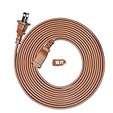 Jplenty Brown Extension Cord 15FT Flat Extension Cord for Indoor/Outdoor Use with Single Outlet - Ideal for Christmas Lights, Lamps, Cameras, Household Appliances