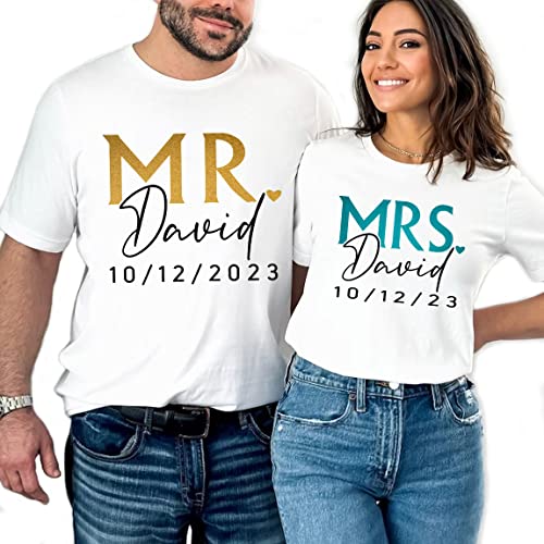 Personalized Mr and Mrs shirts, Mrs t shirt, Bride and Groom shirts, Hubby and Wifey shirts, Husband and Wife shirts, Wedding shirts, Bride Shirts, Honeymoon shirts, Mr and Mrs gifts4