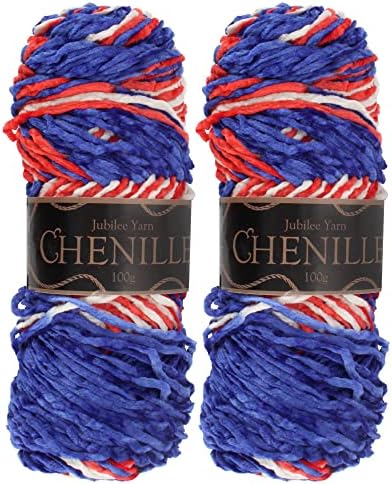 JubileeYarn Chenille Yarn - Worsted Weight - 100g/skein (2 Skeins, 199 Obsidian)