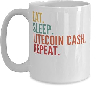 Litecoin Cash Crypto, Eat Sleep Litecoin Cash Repeat Mug 15oz, white
