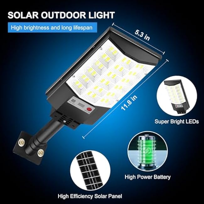 4 Pack Solar Outdoor Lights, Motion Sensor Flood Light, Dusk to Dawn Street Lights with Remote Control, IP66 Waterproof Solar Powered Parking Lot Lights, 6500k Dimmable Security Lamps