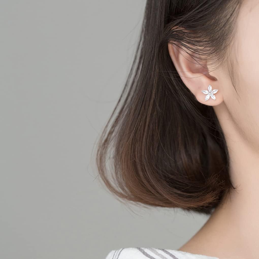 SLUYNZ 925 Sterling Silver Daisy Flowers Cuff Earrings Chain for Women Asymmetric CZ Daisy Earrings Crawler Dangling Chain - Image 3