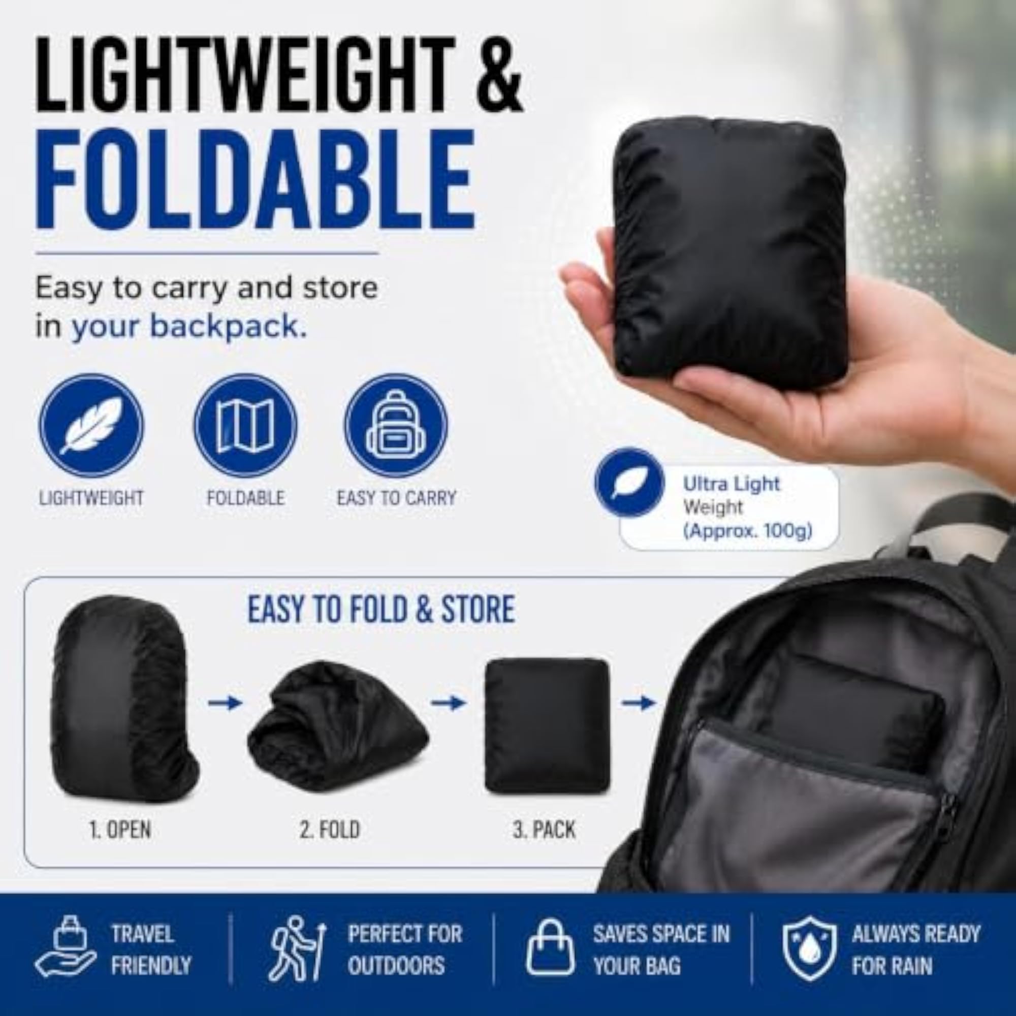 Backpack Rain Cover with Elastic Edge