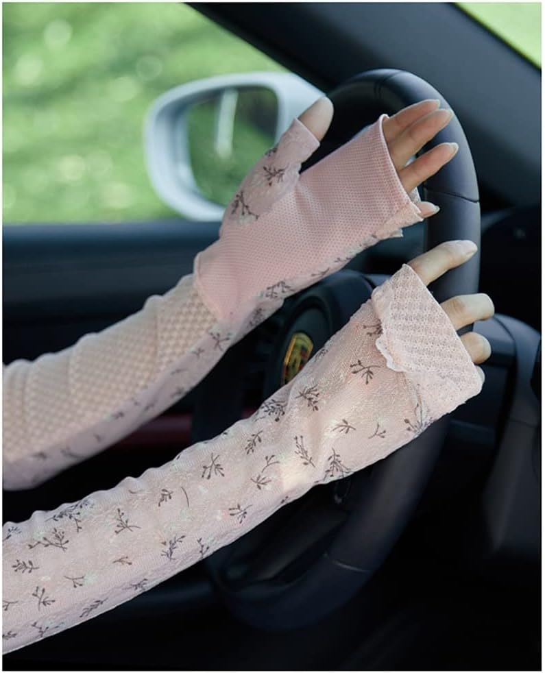 HBJWOV Women's Driving Long Floral Lace Sleeve Gloves Thin Arm Guard Sleeve Arm Sleeve