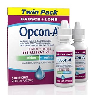 Opcon-A Allergy Eye Drops, Antihistamine and Redness Relief for Itchy, Red Eyes, Soothes Irritation from Pollen, Ragweed, Grass, Animal Hair and Dander Clinically Proven Formula, 0.5 Fl Oz (Pack of 2)