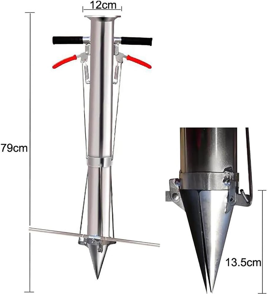 Long Handle Bulb Planter 79CM Stainless Steel Seedling Transplanting Tool with Double Handles for Vegetable Garden Planting