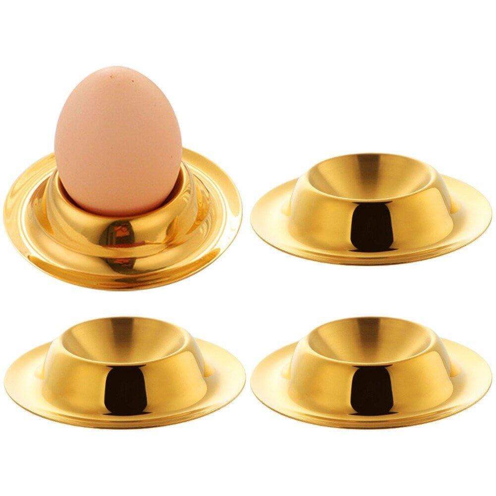 Lipfer Gold Egg Cup 4pcs Stackable Stainless Steel Egg Trays Cups Egg Stand Holder
