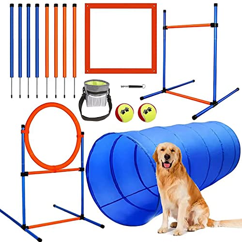 JMMPOO Dog Agility Training Equipment, 60-Piece Dog Obstacle Course Training Starter Kit Pet Outdoor Game with Tunnel, Agility Hurdle, Weave Poles, Jump Ring, Pause Box, Toy Balls and Storage Bag JMMPOO Dog Agility Training Equipment, 60-Piece Dog Obstacle Course Training Starter Kit Pet Outdoor Game with Tunnel, Agility Hurdle, Weave Poles, Jump Ring, Pause Box, Toy Balls and Storage Bag