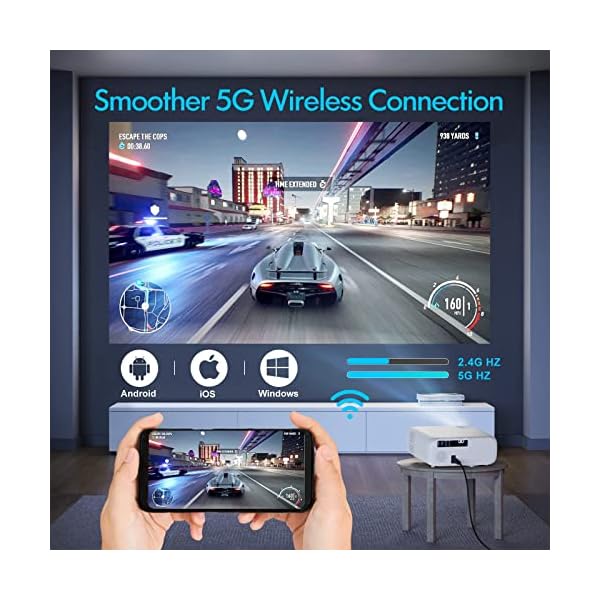 Beamer, WiMiUS Full HD 1080P 9500 Lumen Beamer Unterstützt 4K Video 5G WiFi Bluetooth Beamer LED Heimkino Projektor mit… – Bild 4