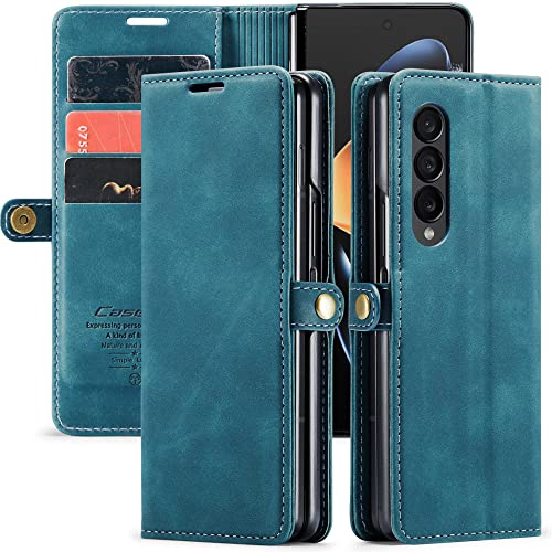 Coque Z Fold4 cuir bleu antichoc pour sécuriser l'écran pliable