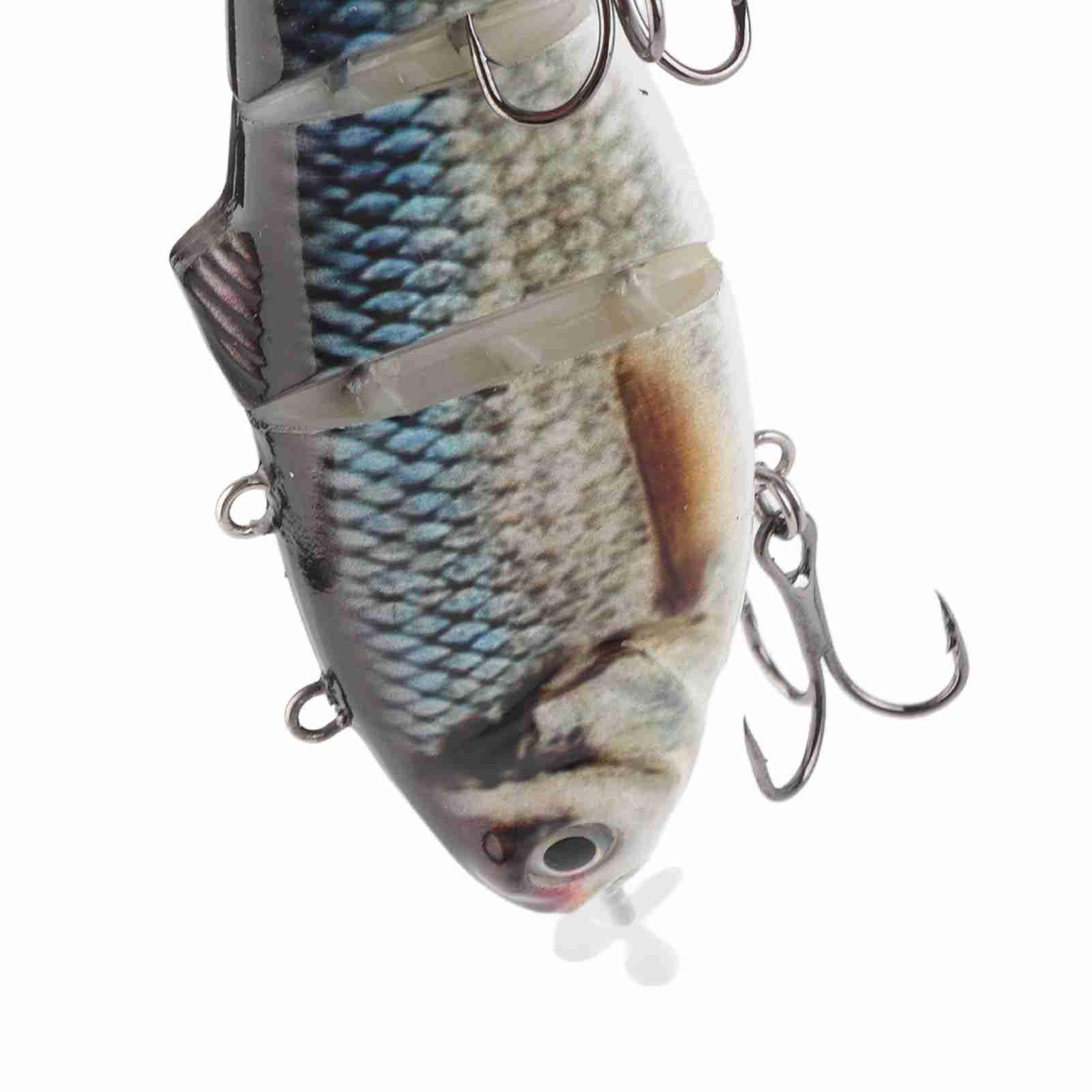Collitt Leurre à Batterie Leurre de Natation Robotique Pêche électrique Rechargeable Lumière LED Verte Appât Multi-articulé Eau Douce