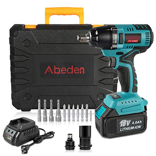 Cordless Impact Wrench Set,18V 4.0Ah Battery Brushless Motor Impact Driver Kit,1/2'' Chuck,Max Torque 295 ft-lbs,Variable Speed,5pc Socket Bits,6pc Driver Bits,Power Tool Case